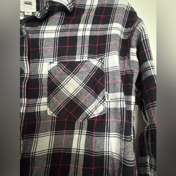 Vans Shirt Womens XS Extra Small Black Pink Plaid Flannel Button Up Long Sleeve - Picture 4 of 6